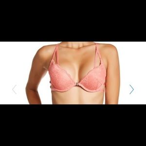 Sam Edelman strappy, lace pushup bra in shell pink
